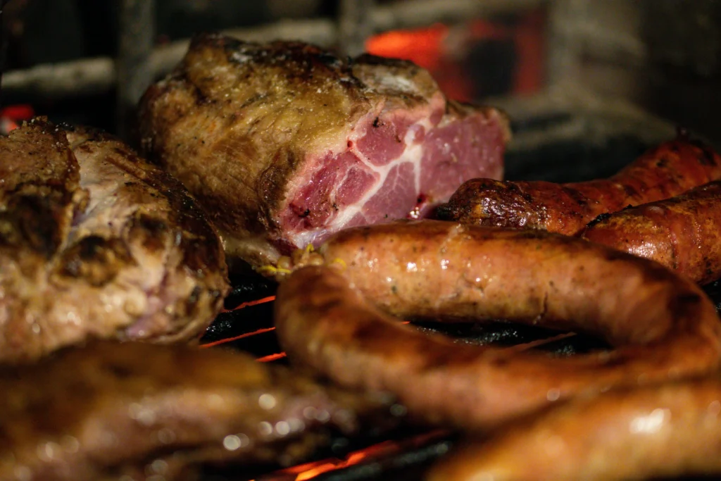 Different meat cuts on a grill