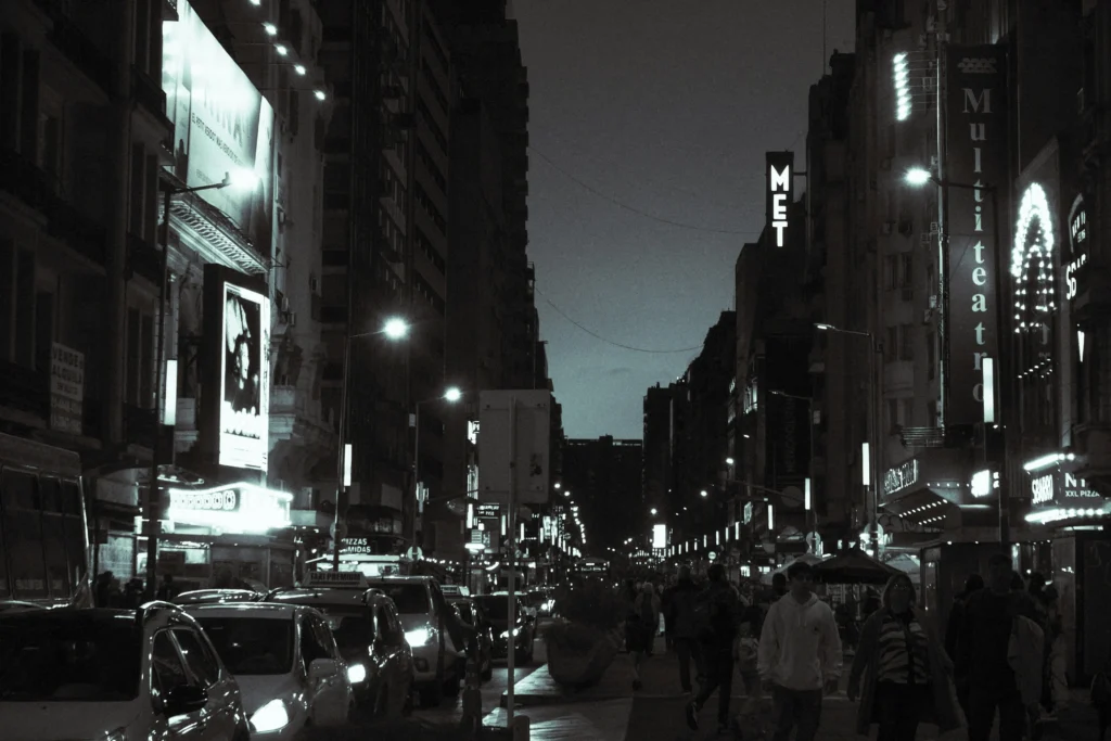 Corrientes Av. at night