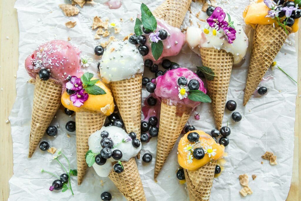 ice cream with fruit